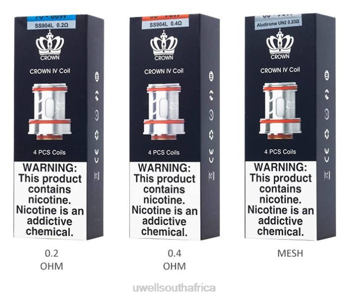 UWELL vape disposable - UWELL CROWN 4 REPLACEMENT COILS (4-PACK) UN2 Dual Mesh 0.23ohm X842T184