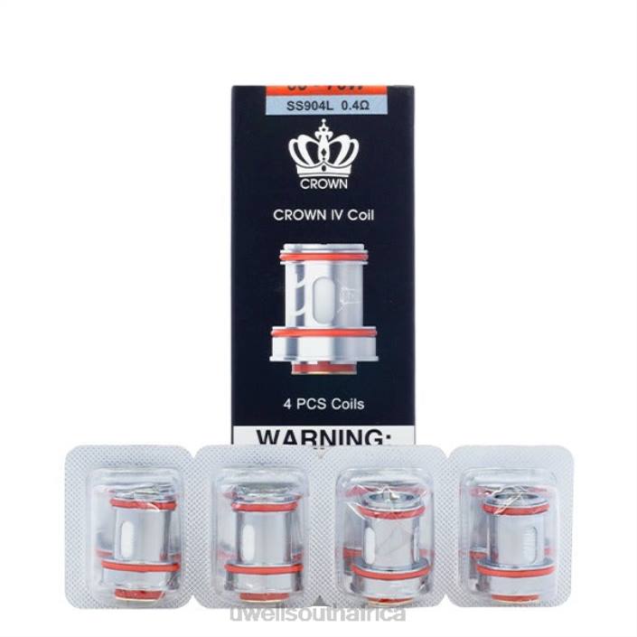 UWELL vape disposable - UWELL CROWN 4 REPLACEMENT COILS (4-PACK) UN2 Dual Mesh 0.23ohm X842T184