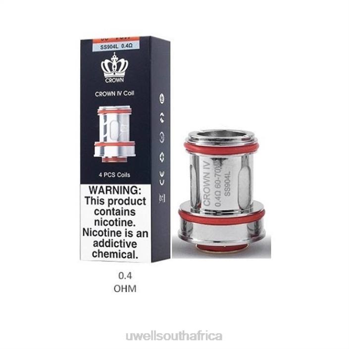 UWELL vape flavours - UWELL CROWN 4 REPLACEMENT COILS (4-PACK) Dual Coil 0.4ohm X842T183