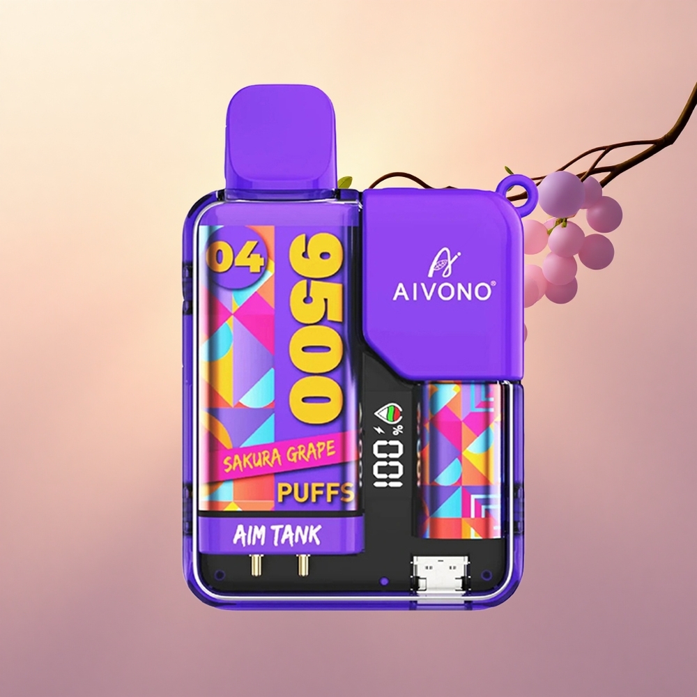 Aivono Aim Tank 9500 Puffs Sakura Grape LCD 18ml Mesh