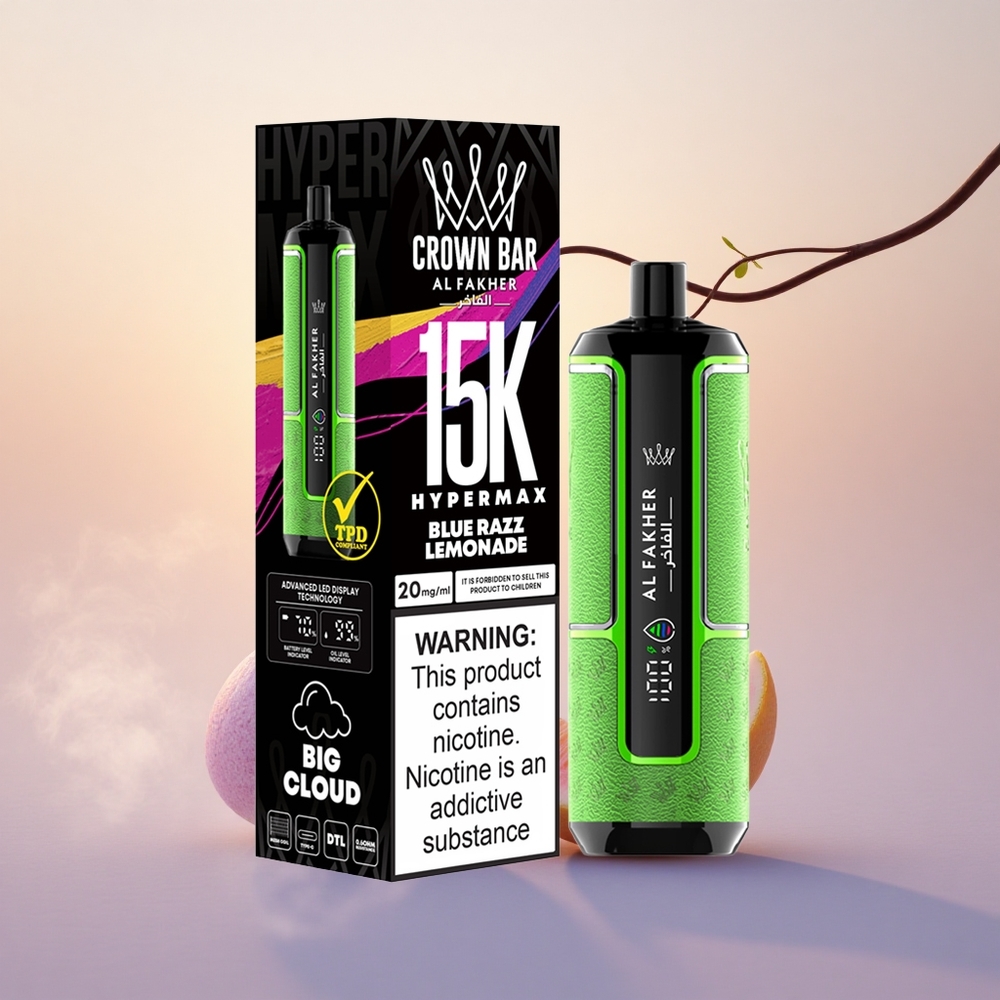 Al Fakher Crown Bar 15K Hypermax Blue Razz Lemonade Compact