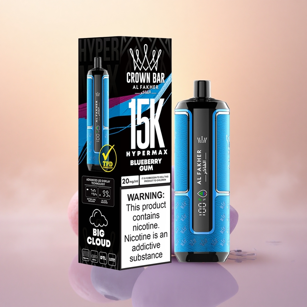 Al Fakher Crown Bar 15K Hypermax Blueberry Gum 22ml 600mAh DTL