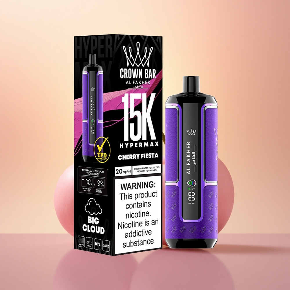 Al Fakher Crown Bar 15K Hypermax Cherry Fiesta Light