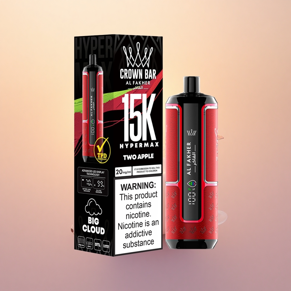 Al Fakher Crown Bar 15K Hypermax Double Apple 22ml Portable DTL