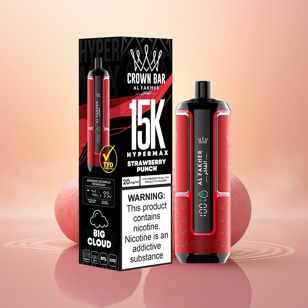 Al Fakher Crown Bar 15K Hypermax Strawberry Punch 22ml DTL 600mAh