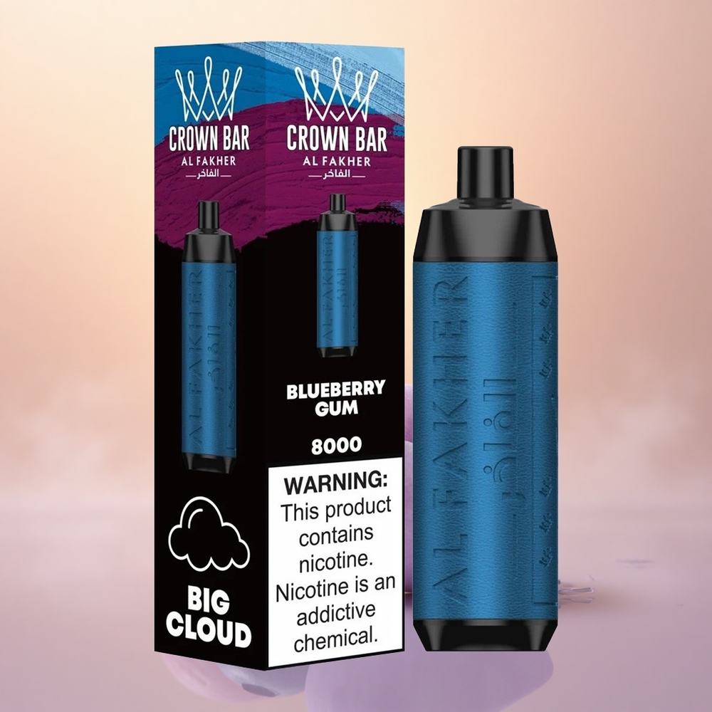 Al Fakher Crown Bar 8000 Crystal Blueberry Gum Crystal 600mah USB-C Compact