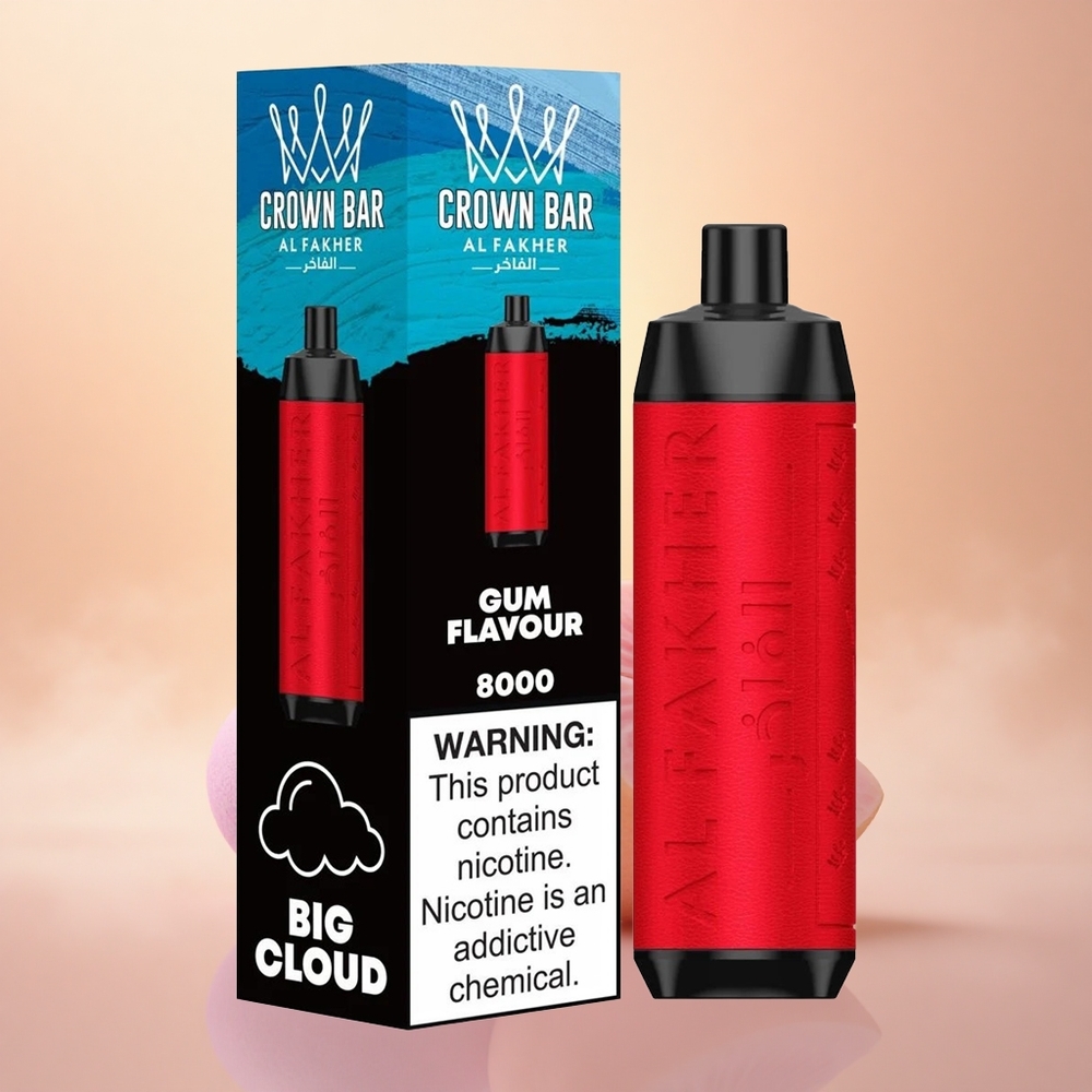 Al Fakher Crown Bar 8000 Crystal Gum Flavour Crystal Disposable Vape with 600mAh Battery and USB-C Charging