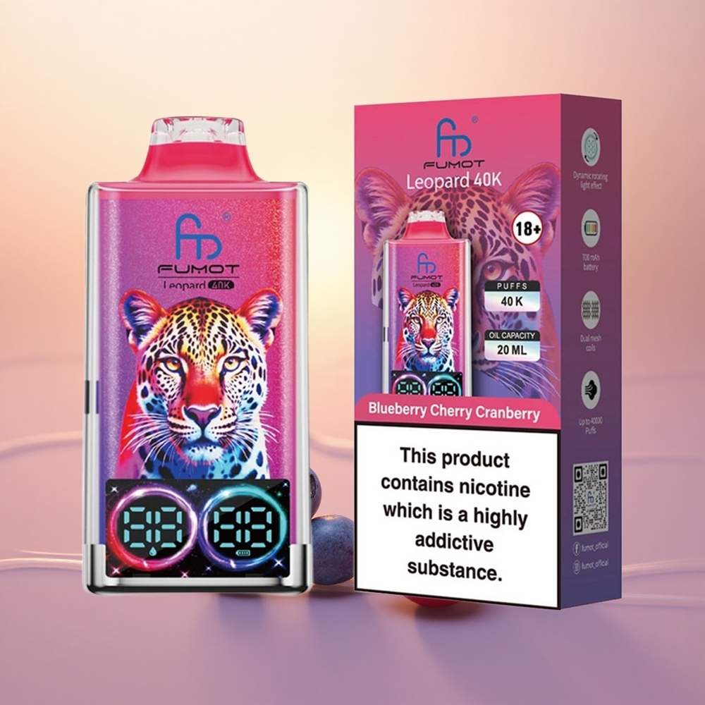 Fumot Leopard 40K Puffs Blueberry Cherry Cranberry 5% Nicotine Dual Mesh Type-C