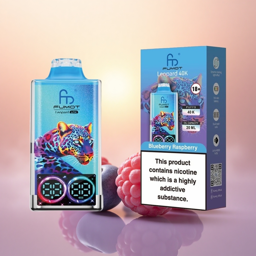 Fumot Leopard 40K Puffs Blueberry Raspberry Dual Mesh 5% Nicotine