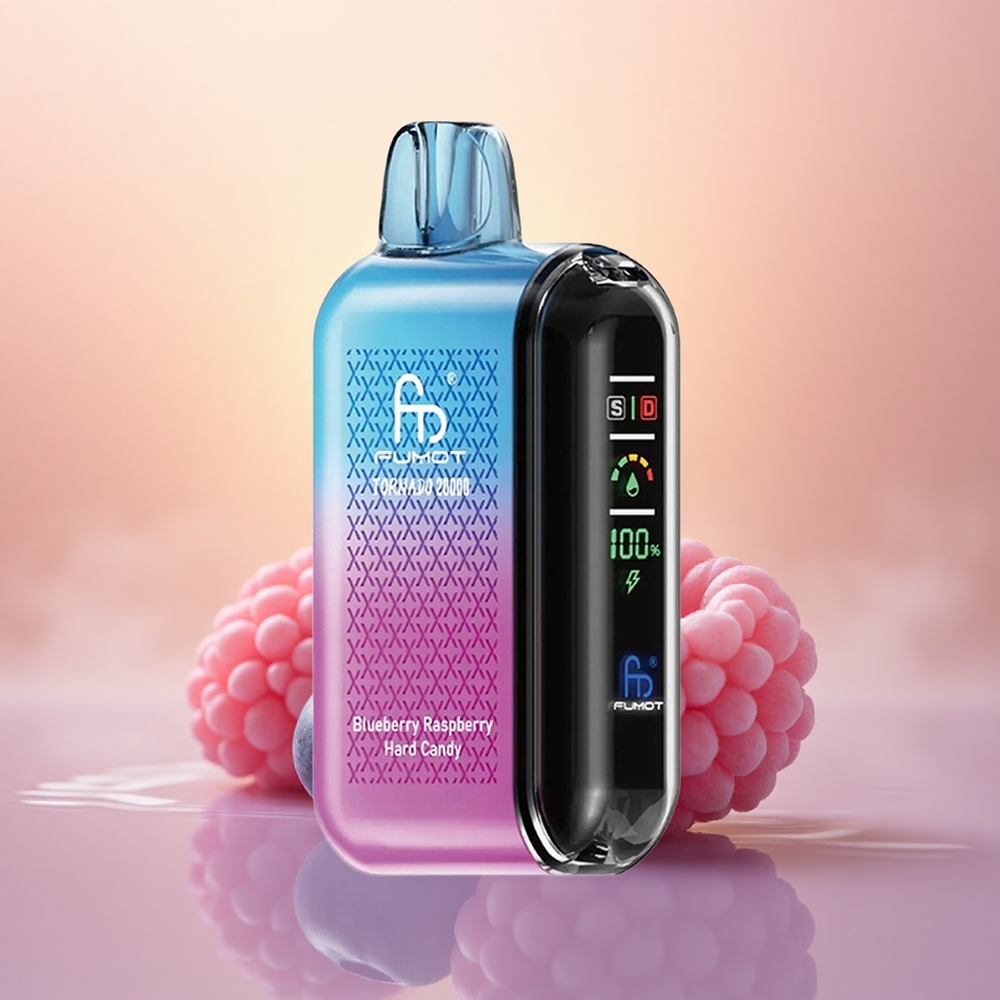Fumot Tornado 20000 Puffs Blueberry Raspberry Hard Candy with Dual Mesh Coil & Smart Display