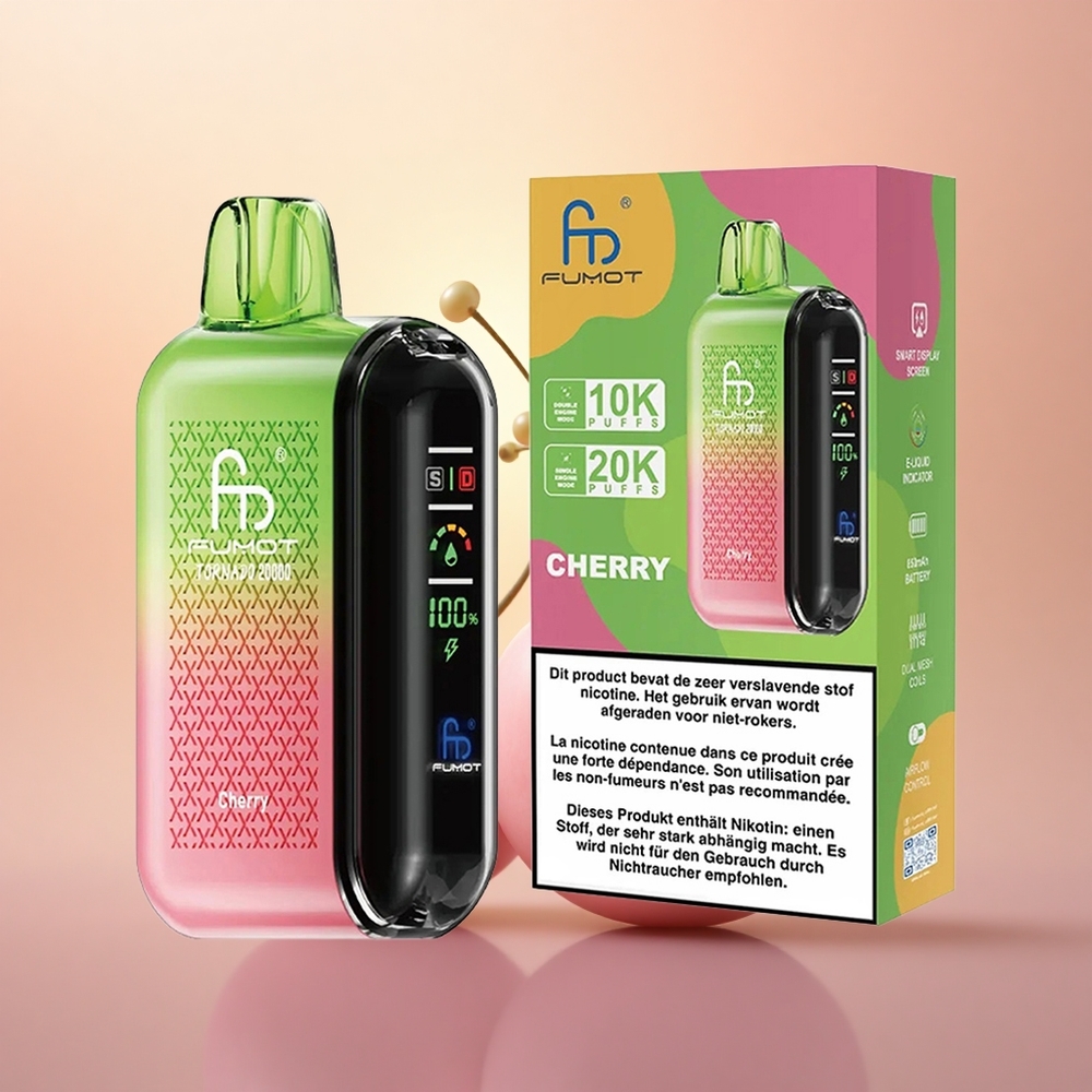 Fumot Tornado 20000 Puffs Cherry Dual Mesh Smart Display