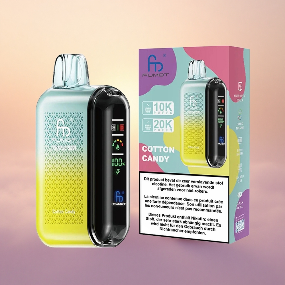 Fumot Tornado 20000 Puffs Cotton Candy Dual Mesh 20ml Smart Display