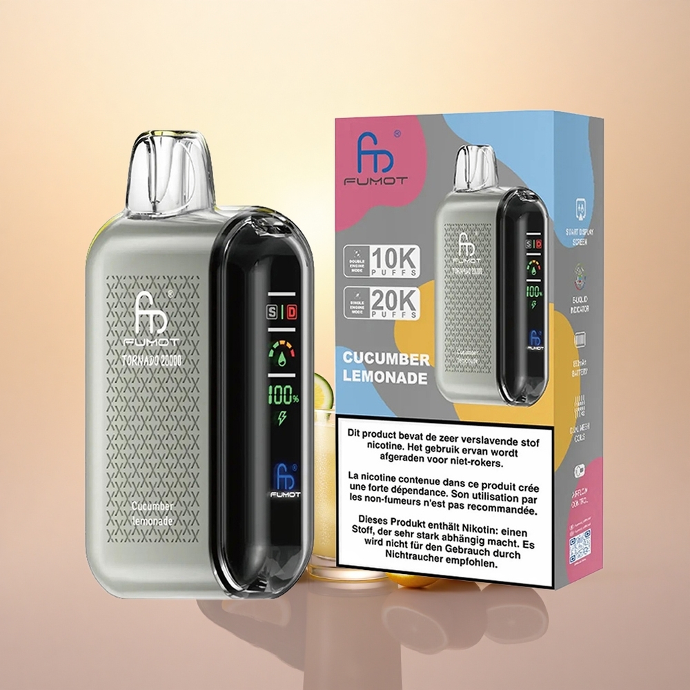 Fumot Tornado 20000 Puffs Lemonade Cucumber Dual Mesh Display