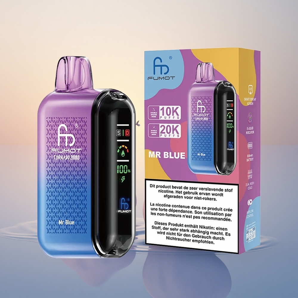 Fumot Tornado 20000 Puffs Mr Blue Dual Mesh Smart Display