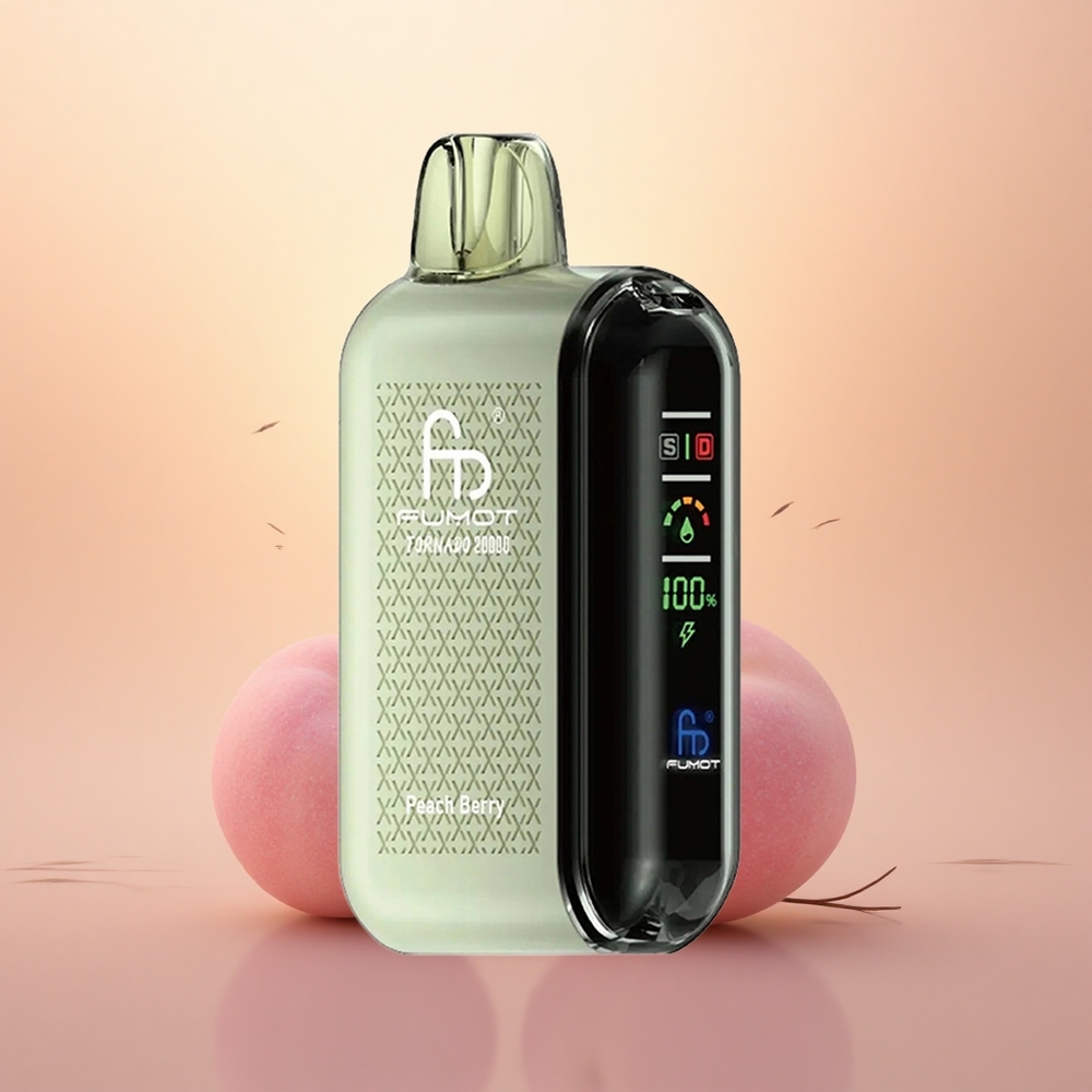 Fumot Tornado 20000 Puffs Peach Berry Dual Mesh Coil Smart Display