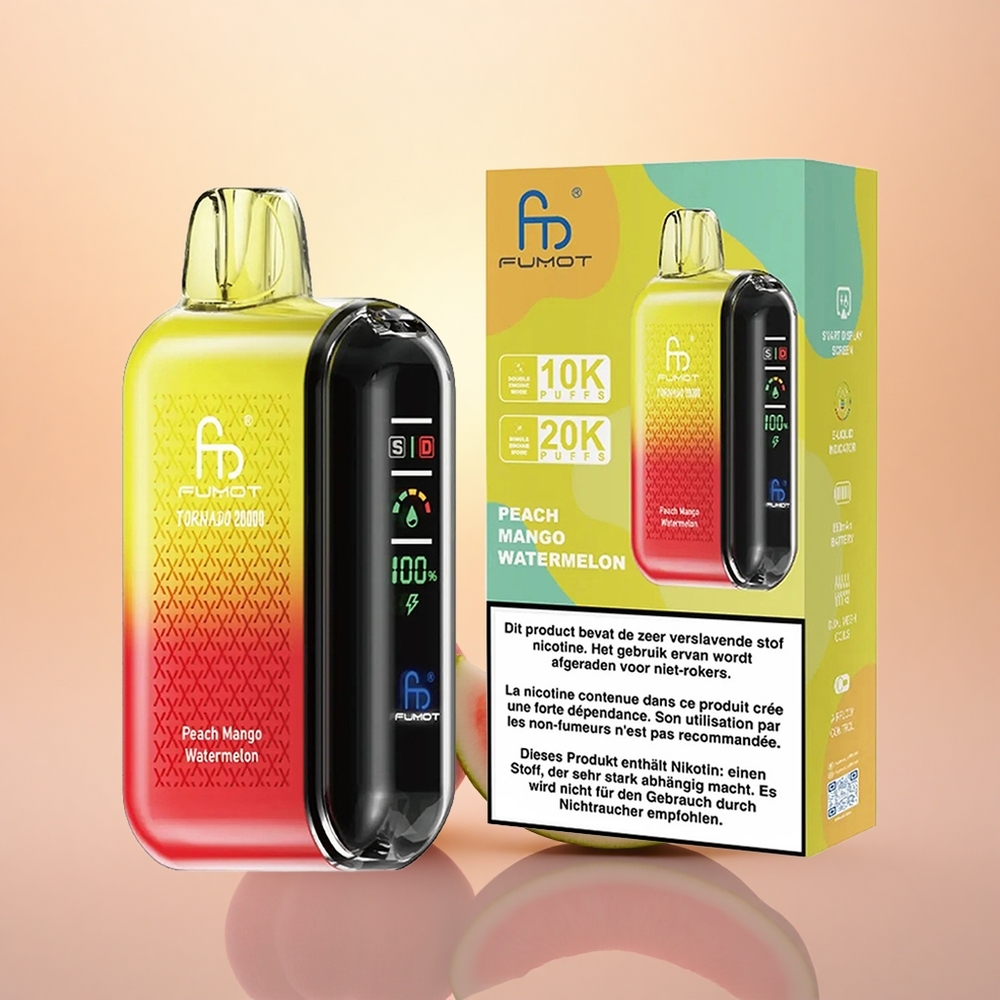 Fumot Tornado 20000 Puffs Peach Mango Watermelon Dual Mesh Airflow