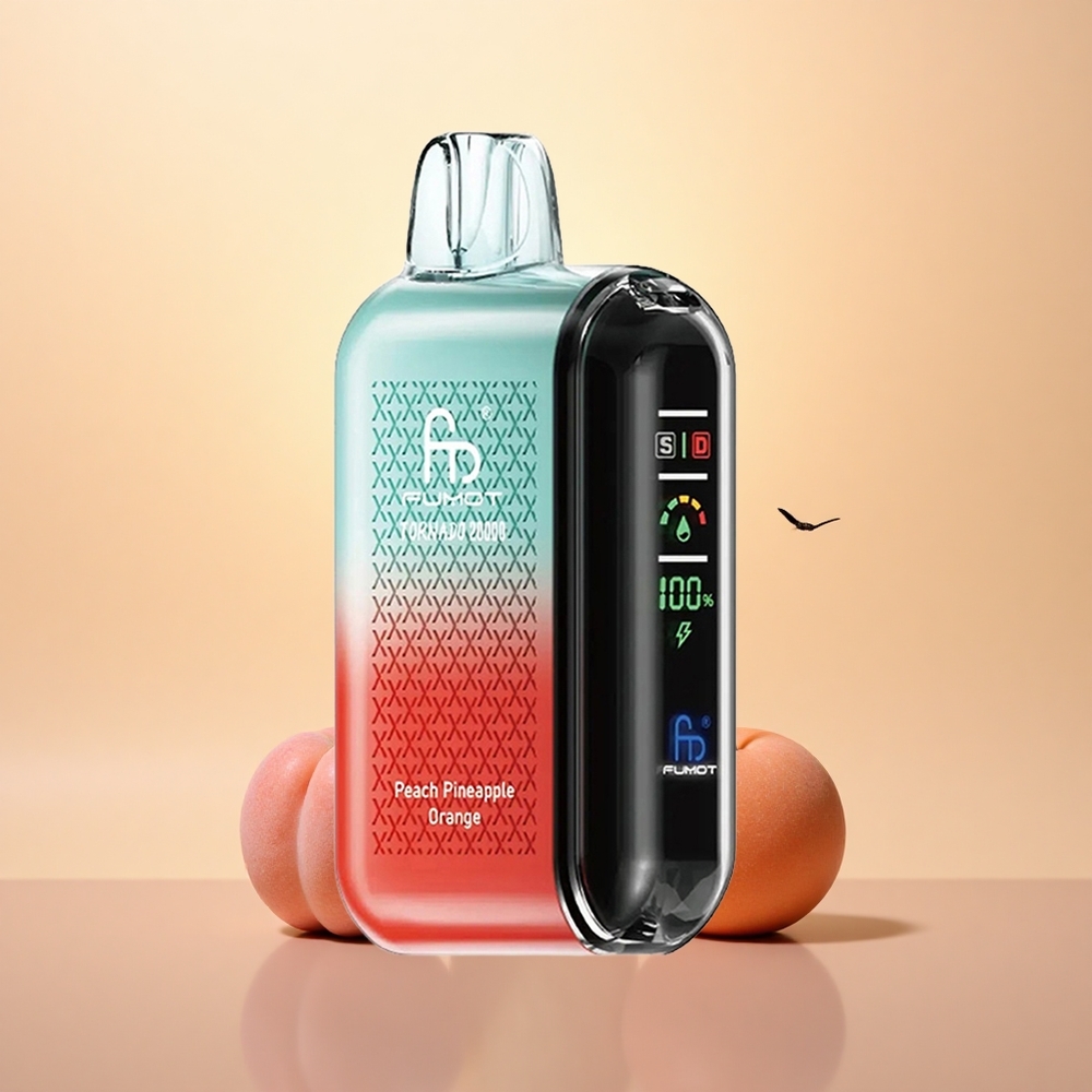 Fumot Tornado 20000 Puffs Peach Pineapple Orange Dual Mesh Coil Smart Display