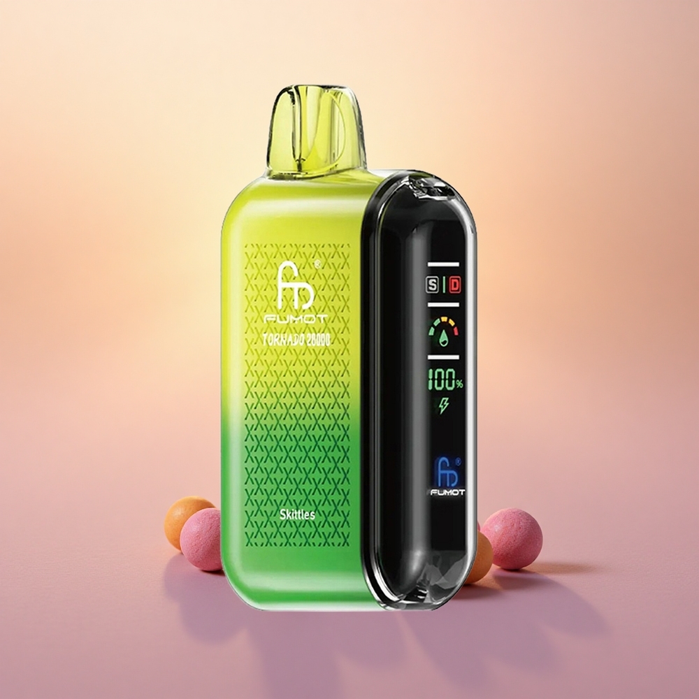 Fumot Tornado 20000 Puffs Skittles Dual Mesh Coil Rechargeable Display