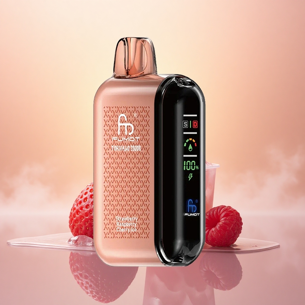 Fumot Tornado 20000 Puffs Strawberry Raspberry Cherry Ice Dual Mesh Smart Display