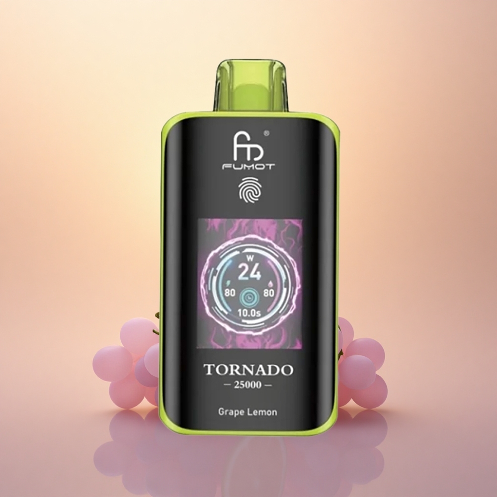 Fumot Tornado 25000 Puffs Grape Lemon HD Screen 700mAh Rechargeable Type-C