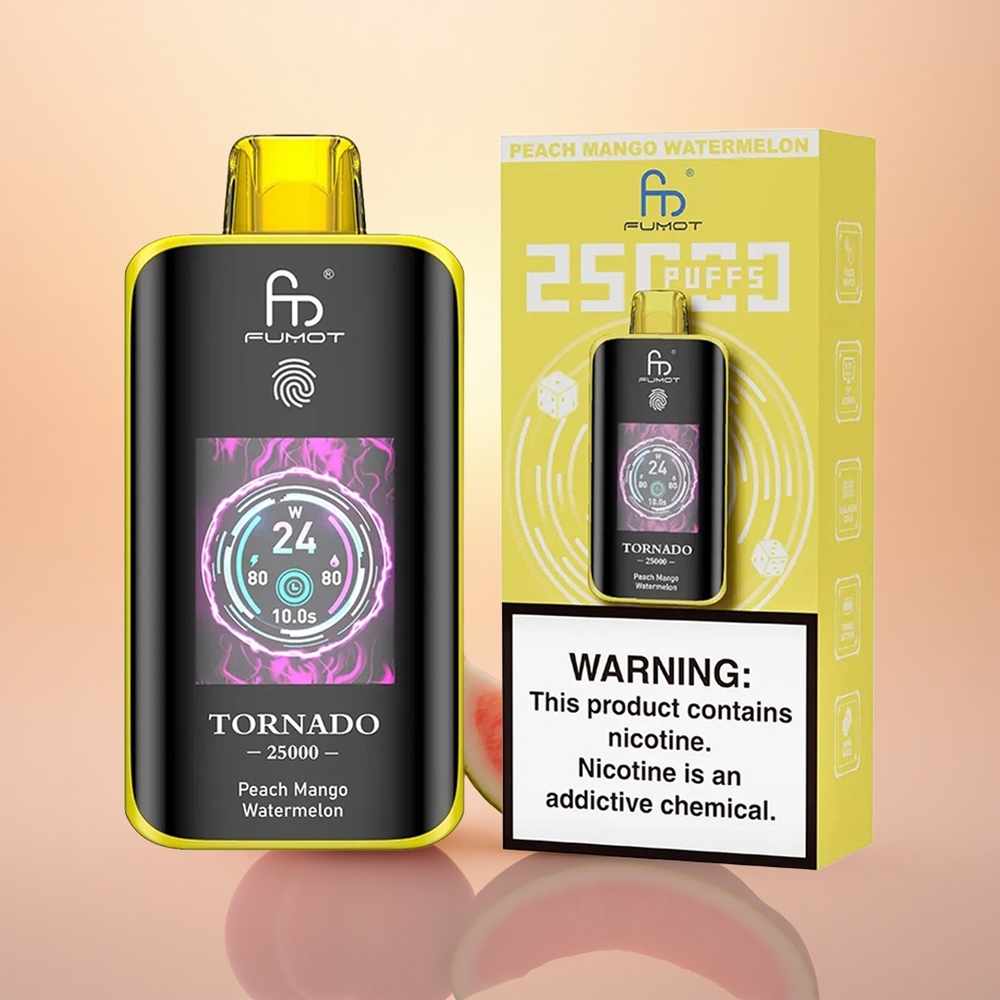 Fumot Tornado 25000 Puffs Peach Mango Watermelon HD Screen 700mAh 20ml
