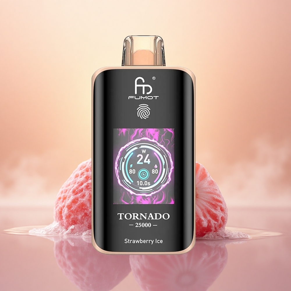 Fumot Tornado 25000 Puffs Strawberry Ice HD Screen Rechargeable
