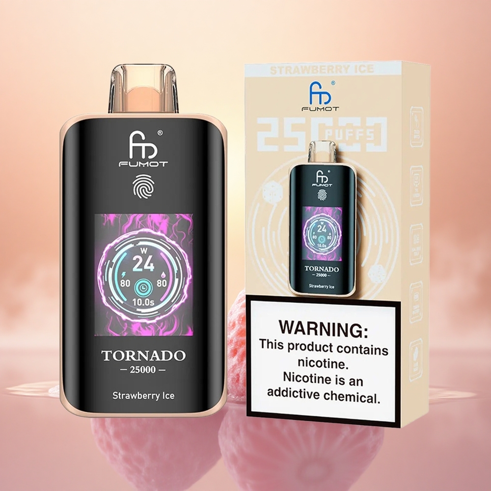 Fumot Tornado 25000 Puffs Strawberry Ice HD Screen Rechargeable