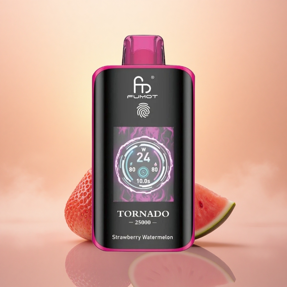 Fumot Tornado 25000 Puffs Strawberry Watermelon HD Screen Rechargeable 700mAh