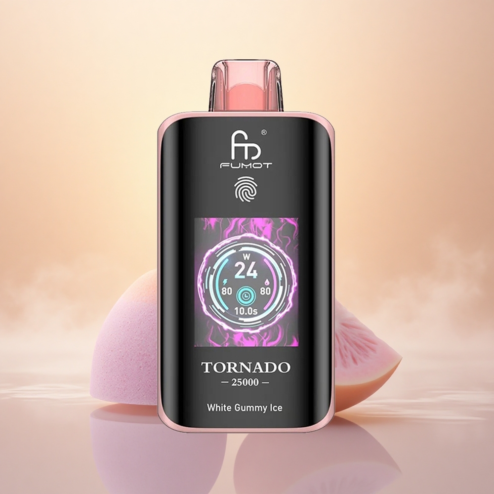 Fumot Tornado 25000 Puffs White Gummy Ice HD Screen 700mAh Type-C