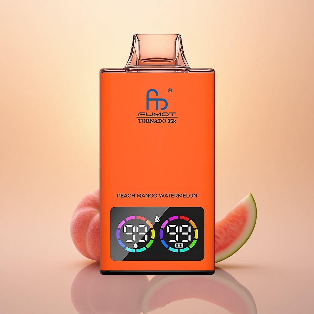 Fumot Tornado 35000 Puffs Peach Mango Watermelon Dual Mesh Fast Charging