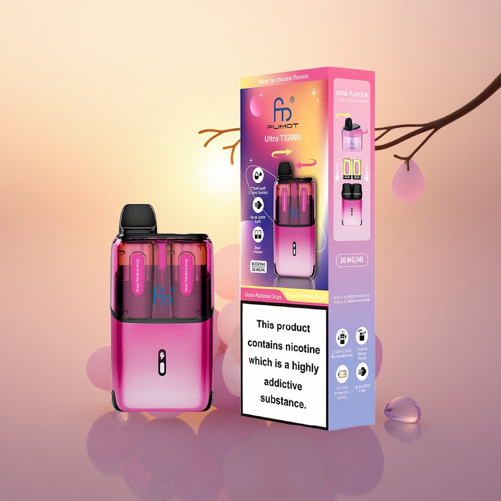 Fumot Ultra T32000 Puffs Strawberry Rainbow Drops Mesh Coil Fast Charging