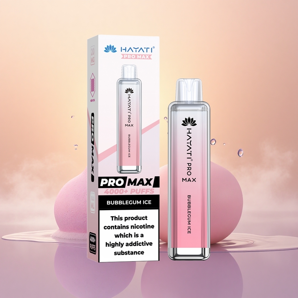 Hayati Pro Max 4000 Puffs Bubblegum Ice Pro Max Rechargeable 1400mAh Dual Mesh