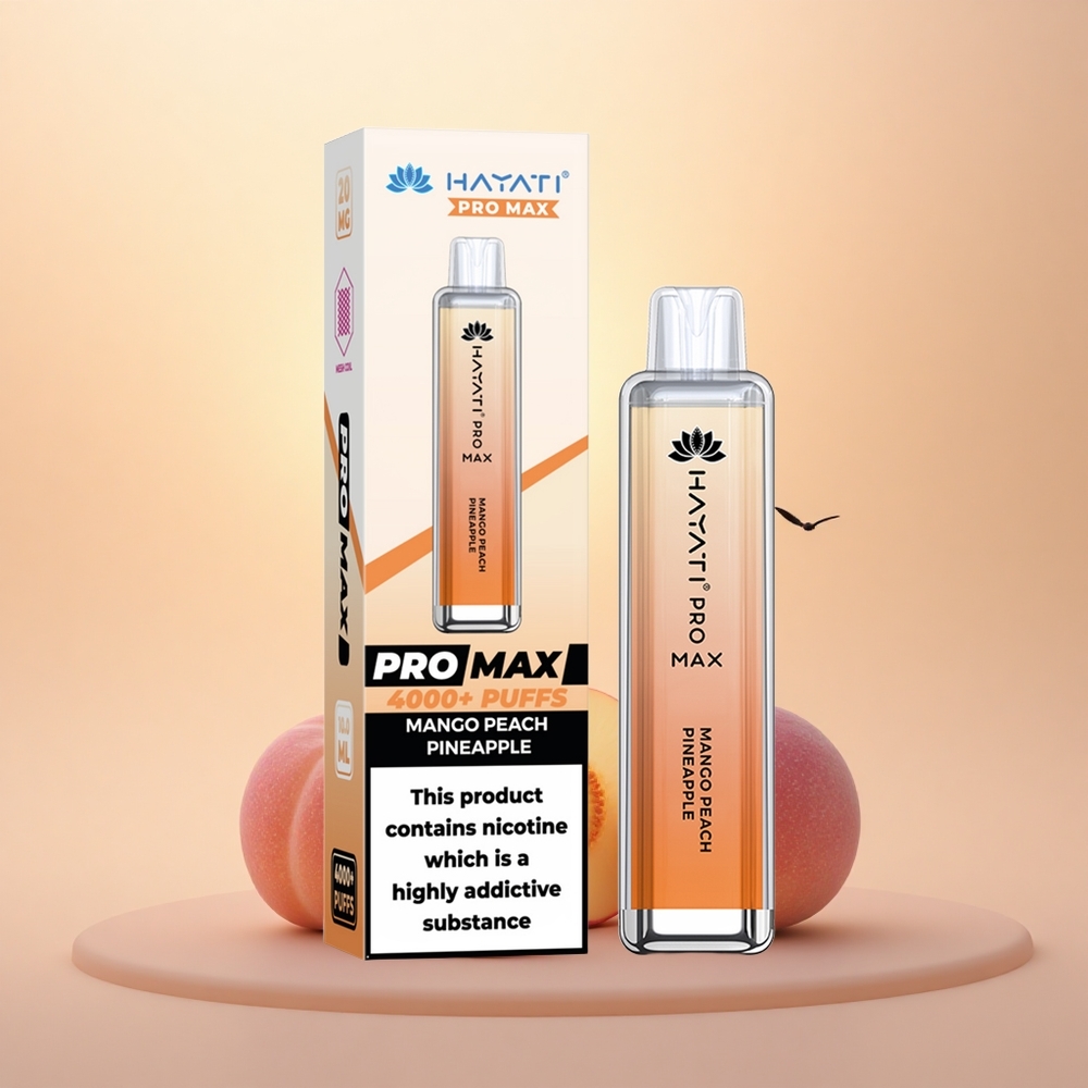 Hayati Pro Max 4000 Puffs Mango Peach Pineapple Rechargeable 1400mAh Dual Mesh