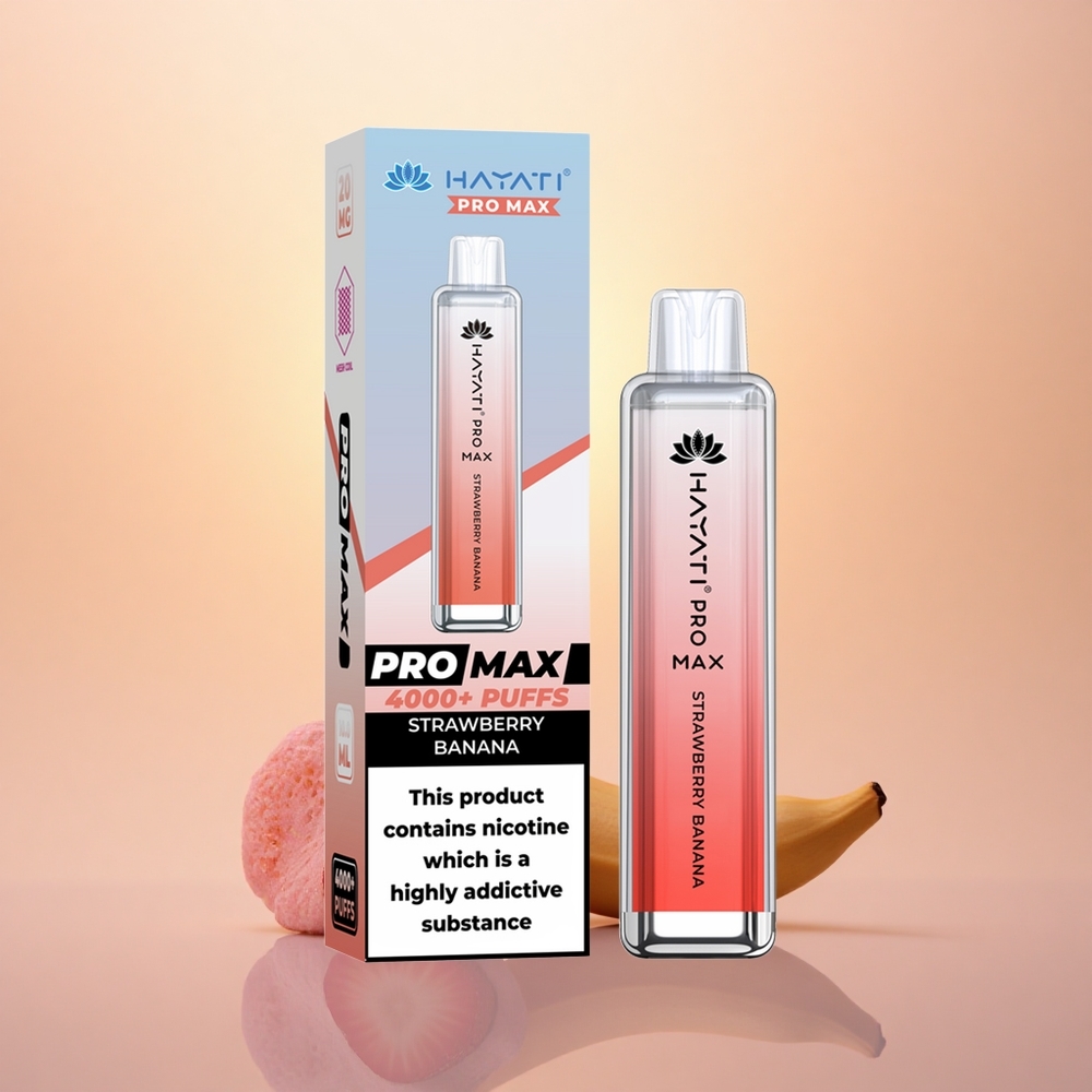 Hayati Pro Max 4000 Puffs Strawberry Banana Rechargeable 2ml Dual Mesh