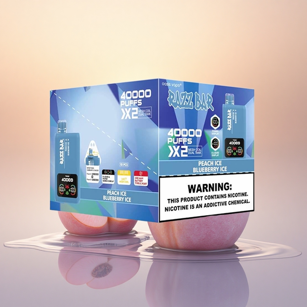 Razz Bar 40000 Puffs Peach Ice - Blueberry Ice with Mesh Coil & Type-C