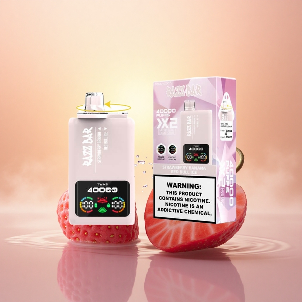 Razz Bar 40000 Puffs Strawberry Banana Ice Mesh Coil Type-C Disposable Vape