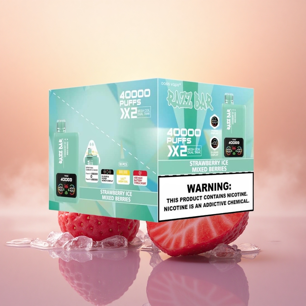 Razz Bar 40000 Puffs Strawberry Ice - Mixed Berries with Mesh Coil & Type-C Port