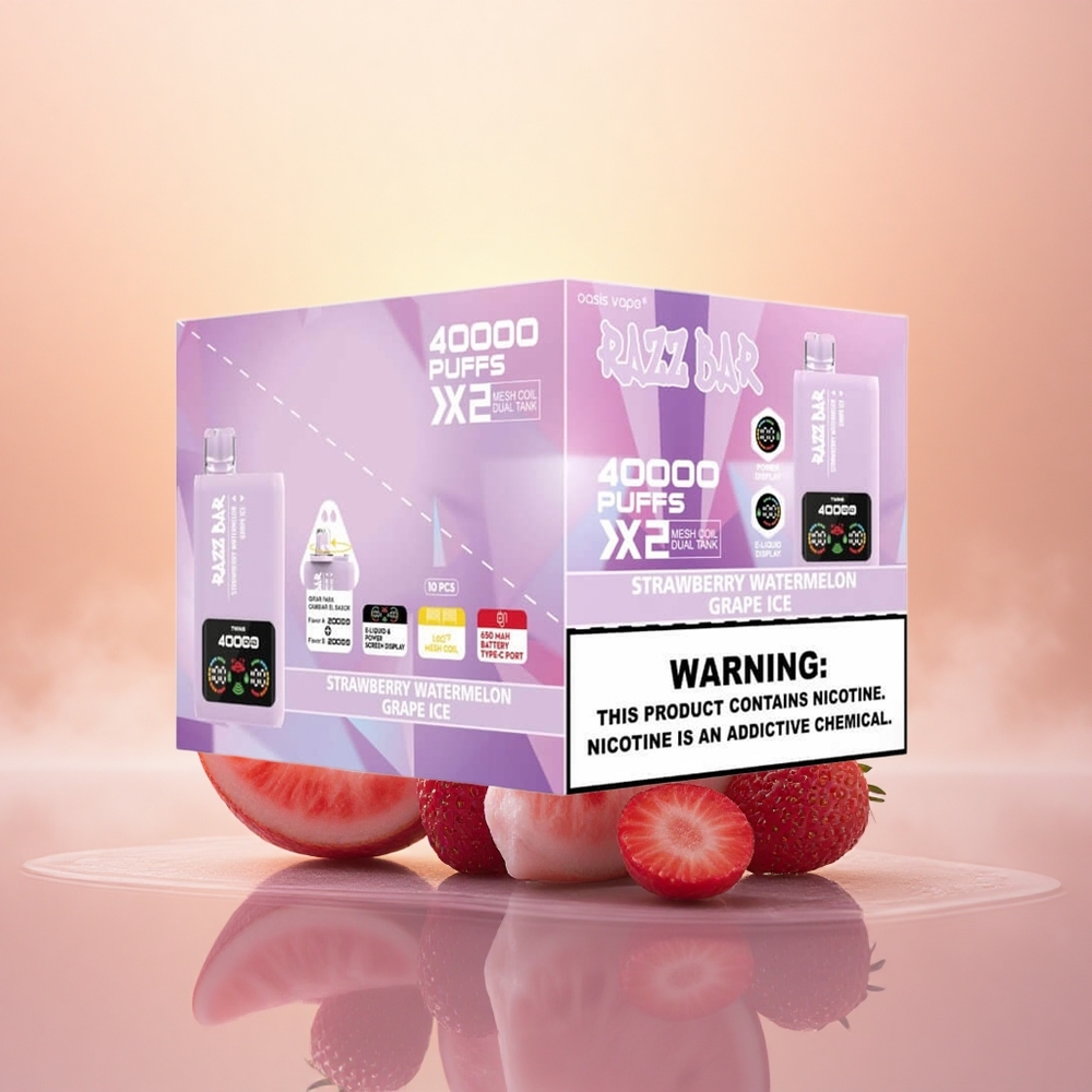 Razz Bar 40000 Puffs Strawberry Watermelon Grape Ice Dual Mesh 5%