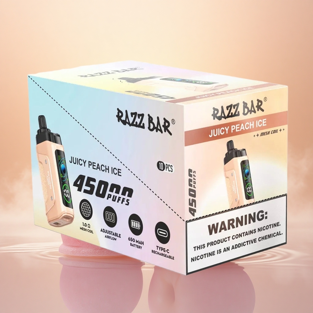 Razz Bar 45000 Puffs Juicy Peach Ice Mesh Rechargeable