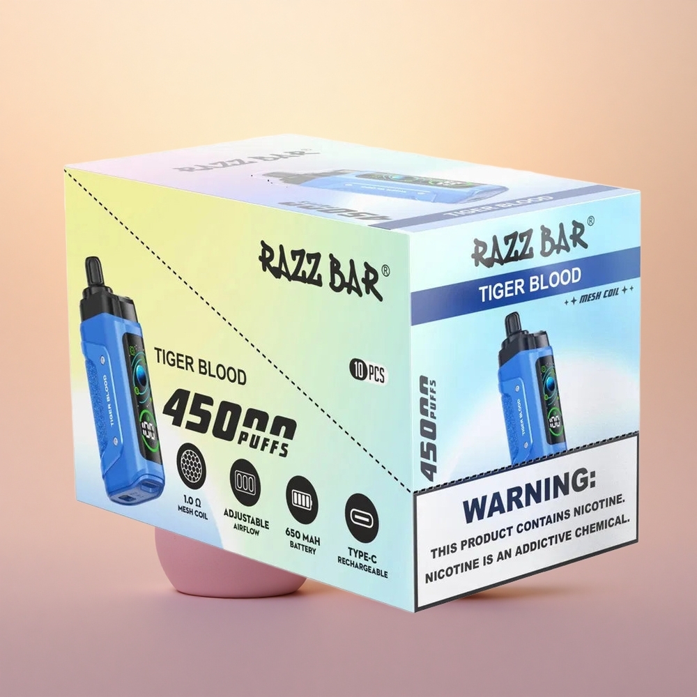 Razz Bar 45000 Puffs Tiger Blood Mesh Coil Rechargeable
