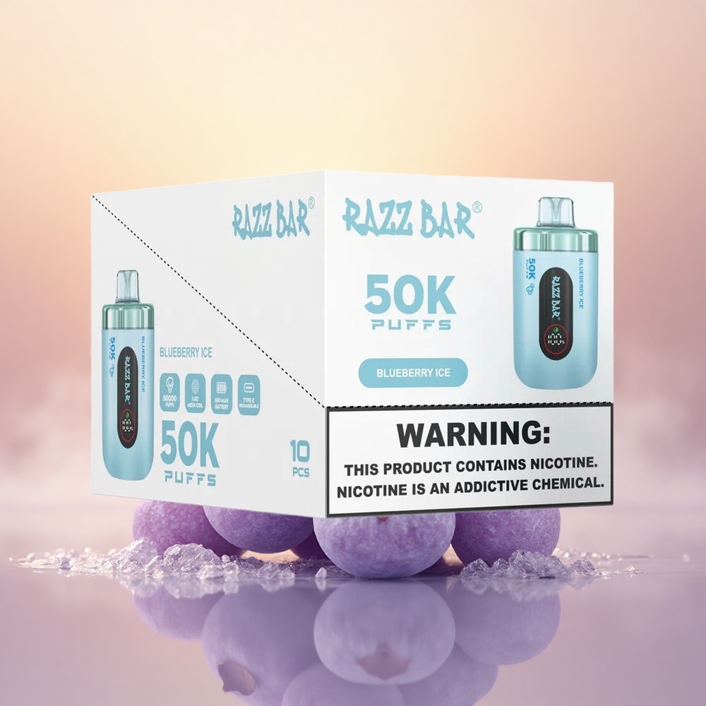 Razz Bar 50K Puffs Blueberry Ice Mesh Rechargeable 2% Nicotine