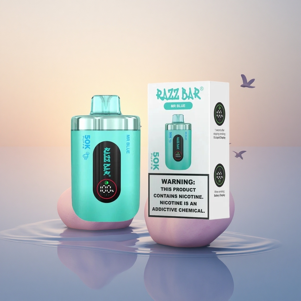 Razz Bar 50K Puffs Mr Blue Rechargeable Mesh 2%