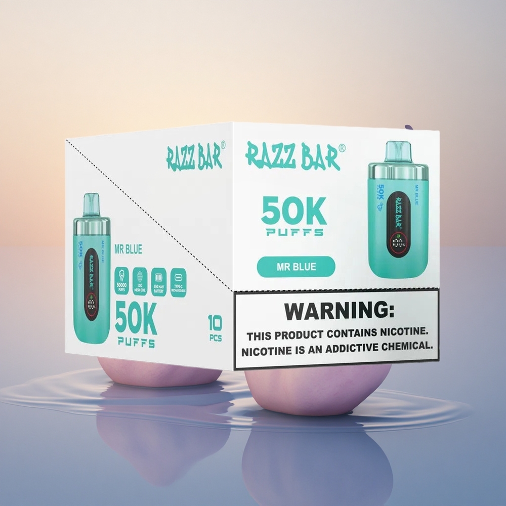 Razz Bar 50K Puffs Mr Blue Rechargeable Mesh 2%