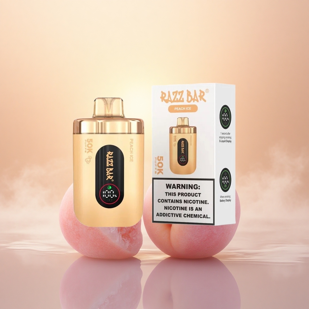 Razz Bar 50K Puffs Peach Ice Mesh Rechargeable 2%
