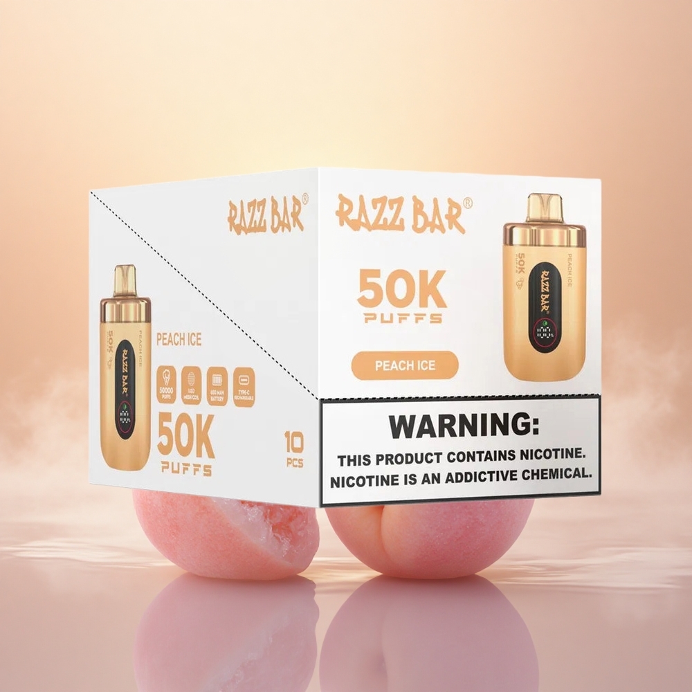 Razz Bar 50K Puffs Peach Ice Mesh Rechargeable 2%