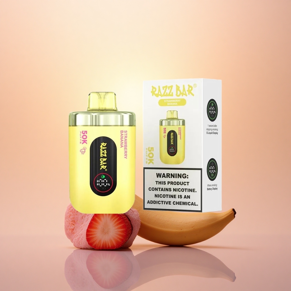 Razz Bar 50K Puffs Strawberry Banana Mesh Rechargeable 2%