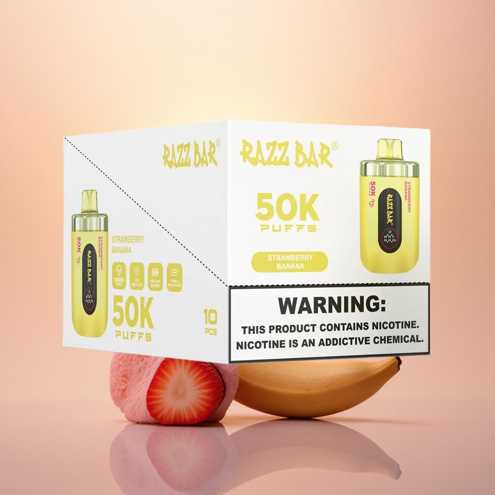 Razz Bar 50K Puffs Strawberry Banana Mesh Rechargeable 2%