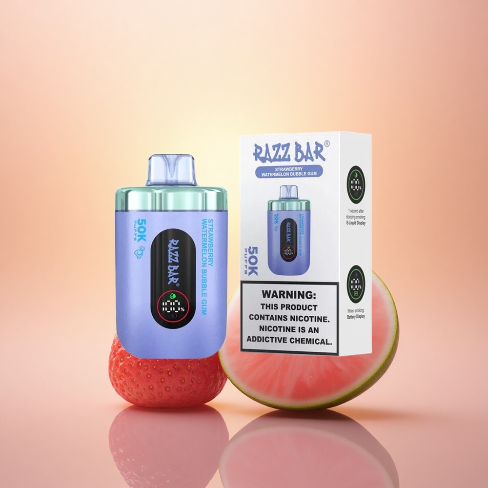 Razz Bar 50K Puffs Strawberry Watermelon Bubble Gum Mesh Rechargeable