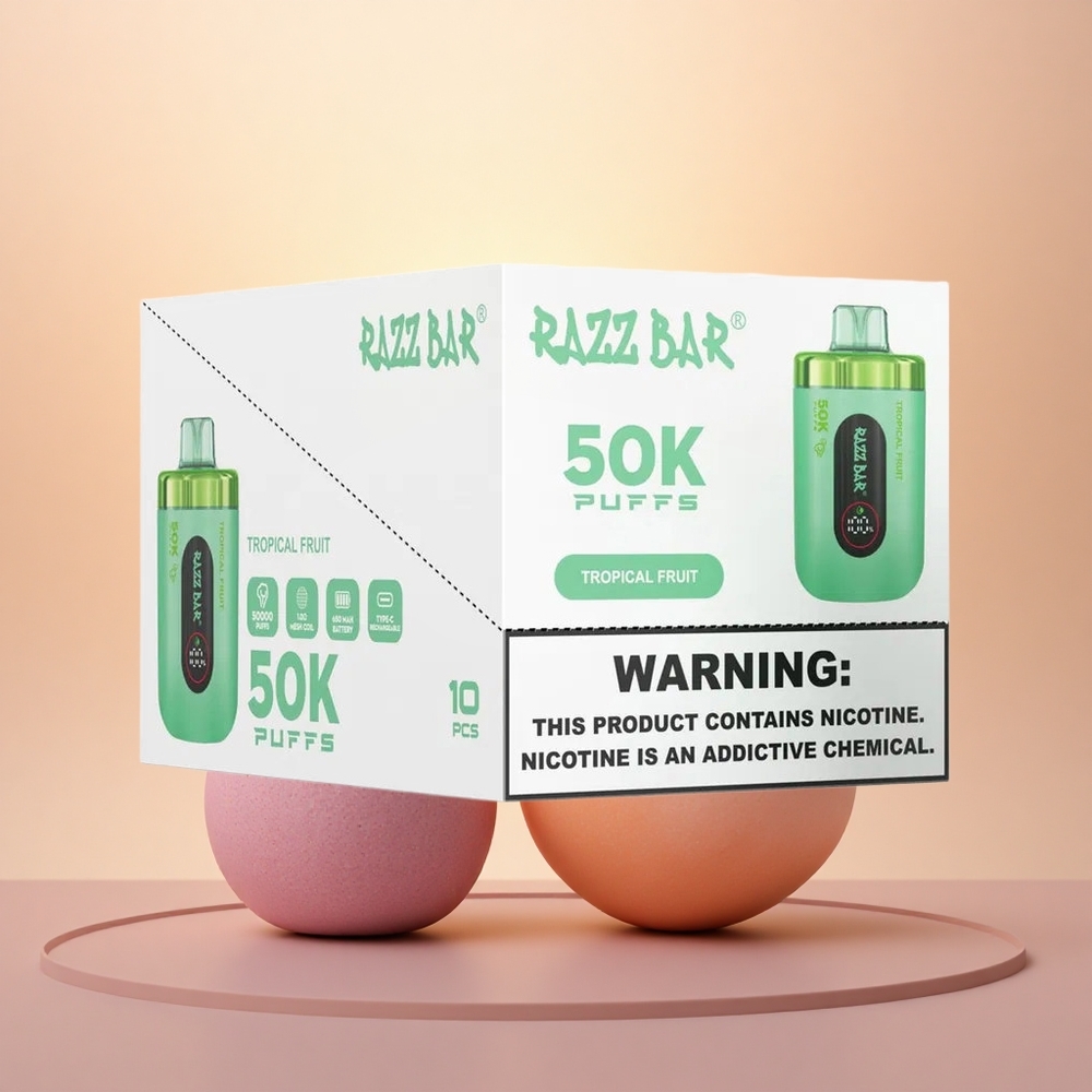Razz Bar 50K Puffs Tropical Fruit Mesh Rechargeable 2% Nicotine