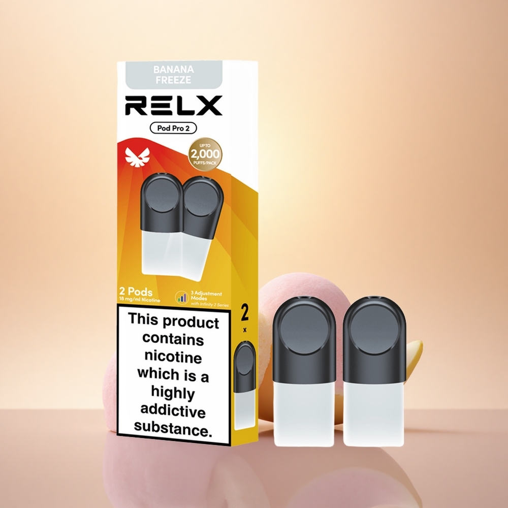 Relx Pod Pro 2 Vape Device Banana Freeze 18mg/ml 1.9ml Pod 2/3-Pack 5.5W-8W